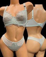 Victorias Secret Dream Angels Set Push Up Unlined Bra  Thong Panty Beige Gold