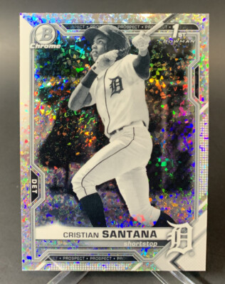 2021 Bowman Chrome Prospects Black And White Mini Diamond Cristian Santana