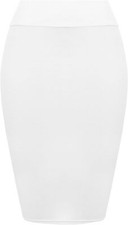Womens Plain Bodycon Pencil High Waisted Ladies Stretch Midi Skirt