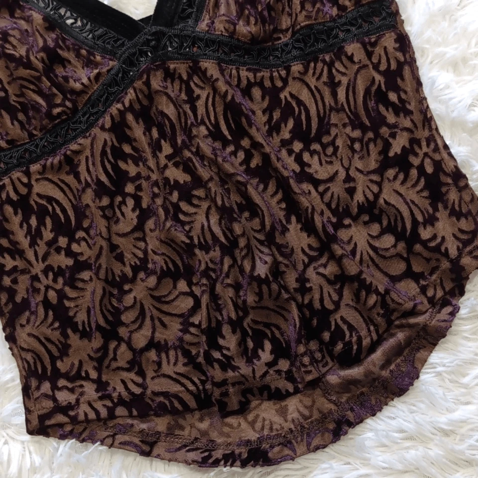 Camiseta sin mangas vintage de terciopelo Burnout púrpura transparente Lip Service años 90 Y2K gótico punk  Foto 4 de 4