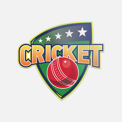 Cricket Sport Ball Badge Vinyl Sticker Decal