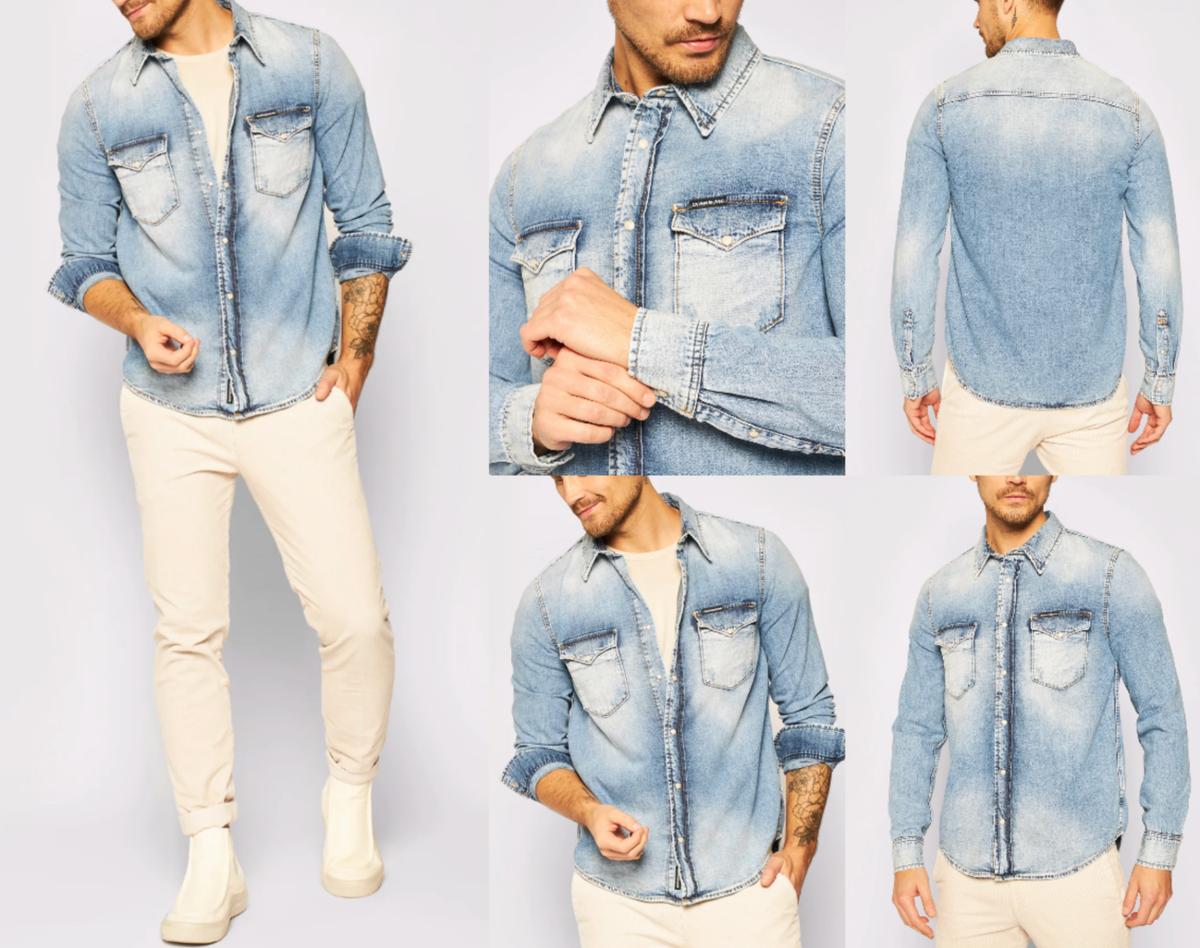 CALVIN KLEIN 90S JACKET HEMD Varsity Denimhemd Jeans Shirt Jacke