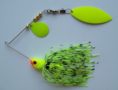 (1) 1/2 oz Custom Tandem Spinnerbait (Chartreuse Barbwire) -Bass Fishing - ''NEW''