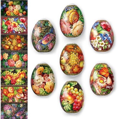 Easter Egg Wraps Flowers Fruits Color Heat Shrink Sleeves Decoration Pysanka