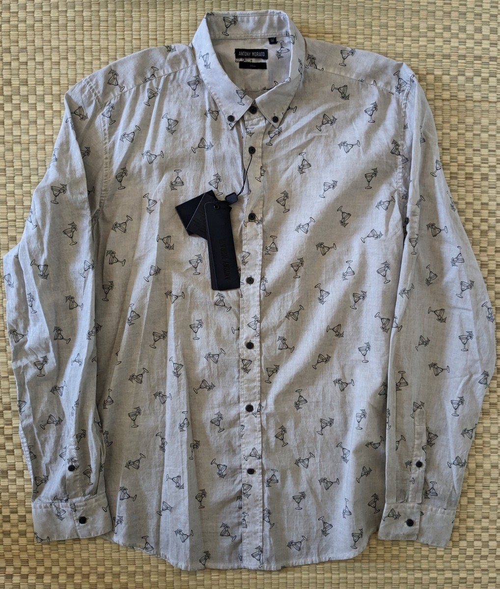 NWT Antony Morato Slim Fit Button-up Shirt Pietra Men's Size 52 - Main Image