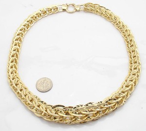 Authentic Technibond Bold Graduated Round Byzantine Necklace 14K Yellow Gold Plated Silver