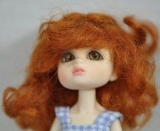 Cutie mohair doll wig RED sz 2-3 lots of curls, bangs