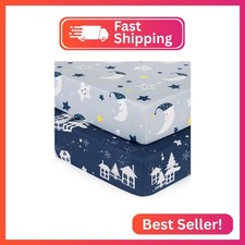 Yukkidds Pack and Play Sheets Fitted Mini Crib Sheets for Pack N Play Mattress S