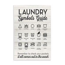 'Rustic Laundry Symbols Guide ', Wall Plaque Art, 13 x 19 Inches, Easy to Han...