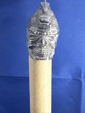 Dragon Skull Metal Silver Plated Cane Walking Stick Topper Decorative Display