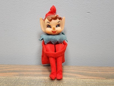Vintage Elf Pixie Knee Hugger Green Red Felt-Japan