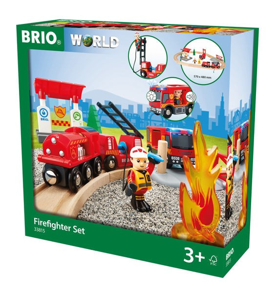 POMPIERI ferrovia BRIO world TRENO trenino 33815 FIREFIGHTER SET età 3+