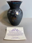 Fenton Art Glass Heirloom  Sandcarved Iridescent Vase #397 Handpainted C. Riggs
