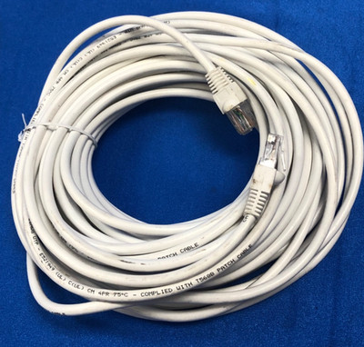 50ft White Ethernet Network Patch Cable - RJ45 - High Speed Internet LAN