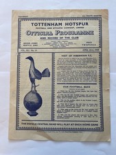 Rare Tottenham Hotspur Reserves v Southampton Reserves Programme 23 April 1949