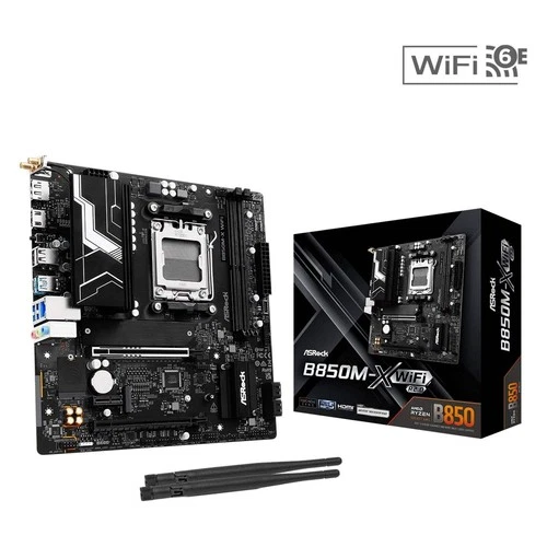 ASRock B850M-X WiFi AMD AM5 Socket Motherboard, Micro-ATX, 2x DDR5 Slots, 2x M.2
