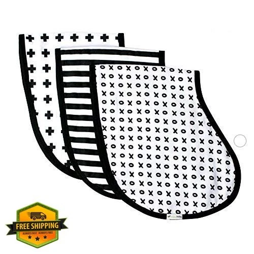 Ziggy Baby Burp Cloths 3 Pack Black-White