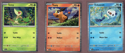Black & White Poster Collection Promo - Snivy 001, Tepig 011, Oshawott 021 Holo