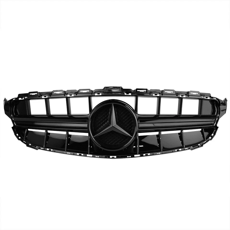 Black Grille W/Emblem For 2015-2018 Mercedes-Benz W205 C-Class C300 C43 Grill Foto 2 de 4