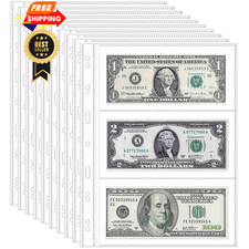 20 Sheets 120 Pockets Currency Sleeves Paper Money Collection Supplies Clear