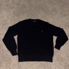 ALLSAINTS Mens Rias Crew Waffle Knit Sweater In Black Ramskull Size Mens XL