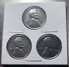 1943 P D S AU/BU **STEEL Wheat Head Lincoln Cent 3 Coin Set,**  Penny Lot