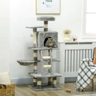 52 Inch Cat Tree for Indoor Cats with Cat Condo, Hammock, Bed, Light Grey