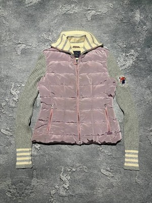 Paul & Shark Yachting Wmns Hybrid Puffer Jacket Knit Sleeve Quilted Pink Gray S