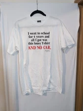 Vintage 80’s Screen Stars Graphic Tshirt Funny Graduation Joke White XL USA