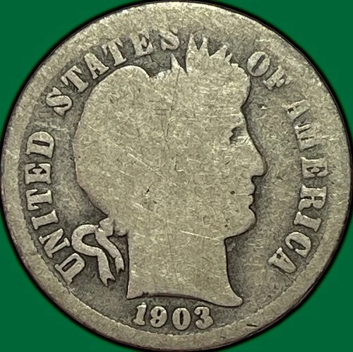 1903-S Barber Dime Good G Coin, Scratched #35184
