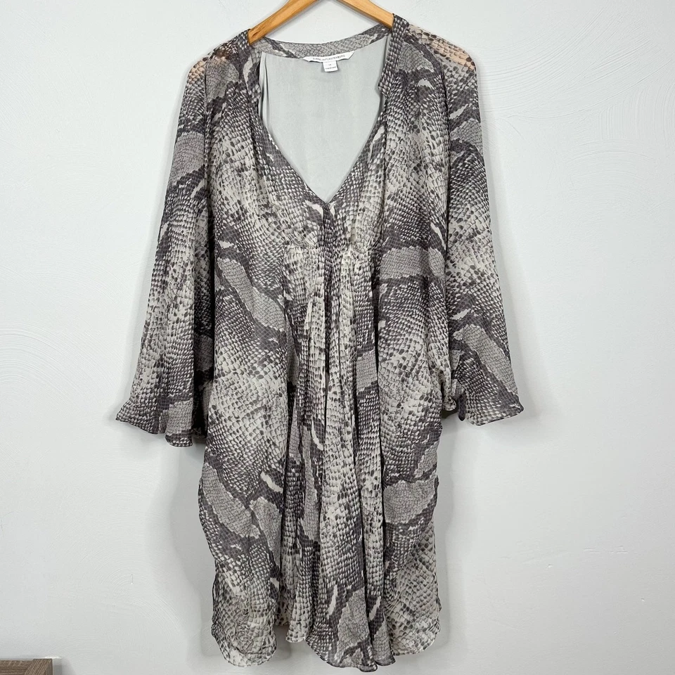 Vestido Diane Von Furstenberg Estampado Serpiente Fleurette Seda Gasa TALLA 14 Original $365 Foto 2 de 4