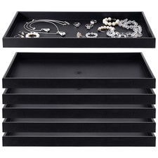 6 Pack Plastic Jewelry Tray Stackable Black Jewelry Display Drawer Inserts Or...