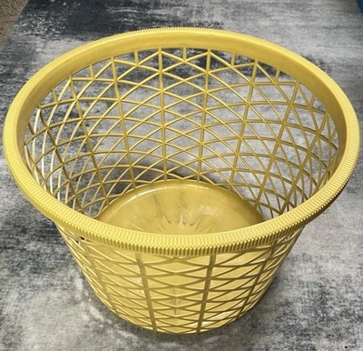 Vintage Action Industries Yellow Lattice Laundry Basket Hamper MCM USA