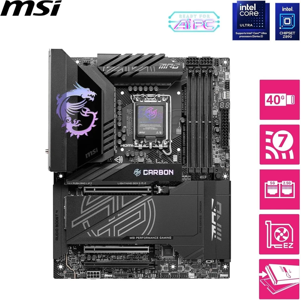 MSI MPG Z890 CARBON WIFI Motherboard Socket 1851/Z890/DDR5/S-ATA 6Gb/s/ATX
