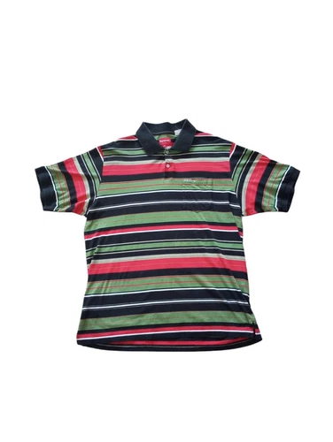 Polo Supreme Multi Rayures Coton T Shirt Noir Homme Taille Medium Occasion Authentique