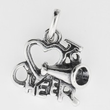 Sterling Silver .925 "Love to Cheer" Charm for Bracelets or Necklace Cheerleader
