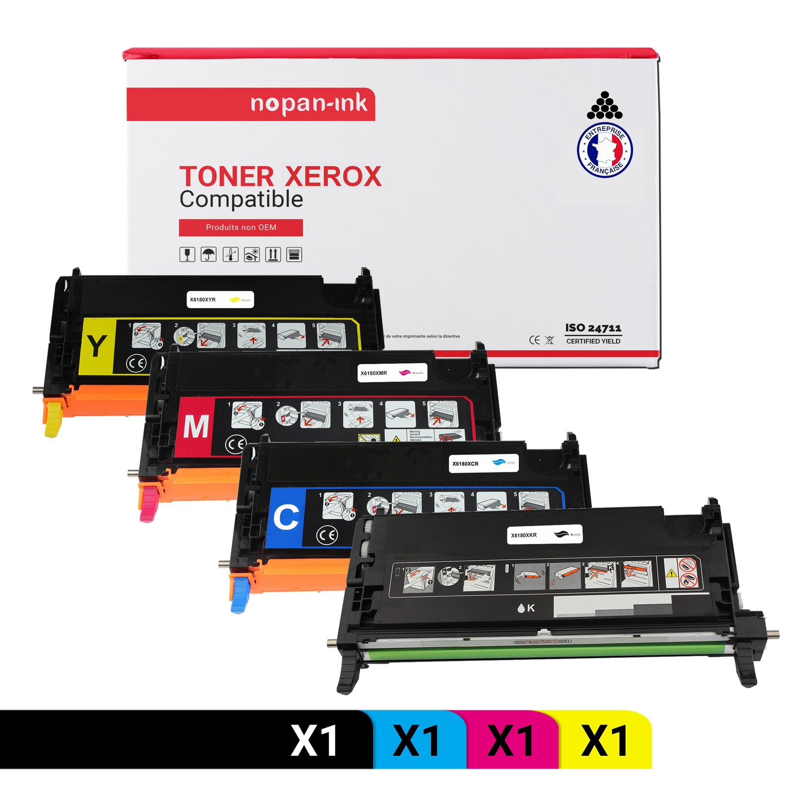 Toners XEROX 113R00726 noir couleur compatibles NOPAN-INK haute densité pour des textes nets