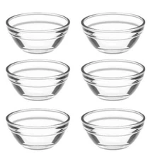 Clear Glass Mini Prep Bowls - Set of 6 - Spices, Sauce, Snacks, 3.5 Inch 4 Oz