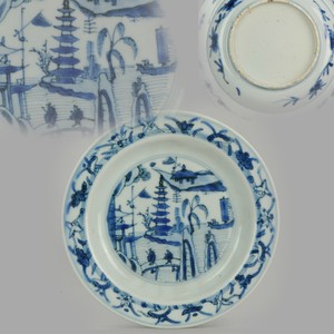 Antique Chinese Porcelain Ming 1540-1580 Jiajing Wanli Landscape Plate w...