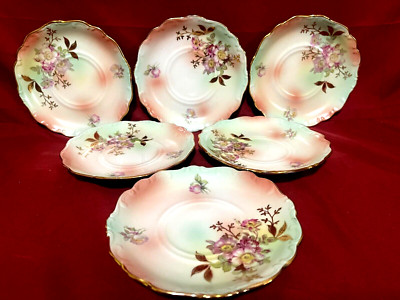 House Of Goebel Bavaria W. Germany Wild Rose Set Of 6 Saucers 5 3/4''