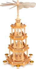 Weihnachts Pyramide Groß Holz Natur 55 cm 4-stöckig Tischdeko Weihnachtsdeko