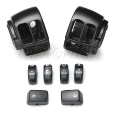 Black Switch Housing Cover&Switch Caps for Harley XL 883 1200 Dyna Softail 14-23