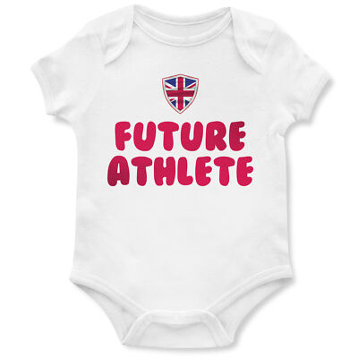 Future Athlete Strampler Country Sport Event Jungen und Mädchen Union Jack Englan...