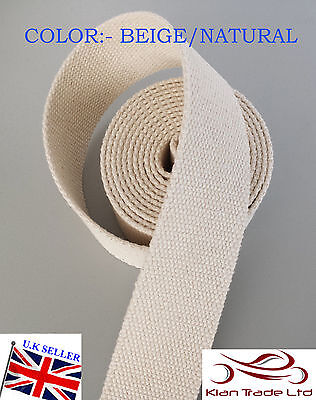 50mm 2" CANVAS BEIGE/ NATURAL Bag Handle Sew Strap Belt DIY TWILLYoga webbing