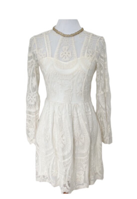 Altar'd State Long Sleeve Cream Floral Lace Dress Womens Size S Romantic  Boho | eBay