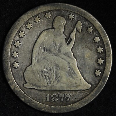 1877-CC Seated Liberty Silver Quarter CHOICE FINE E423 QEM