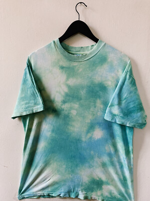 Vintage 90s Hanes Beefy-T Tie Dye T-Shirt grün/blau
