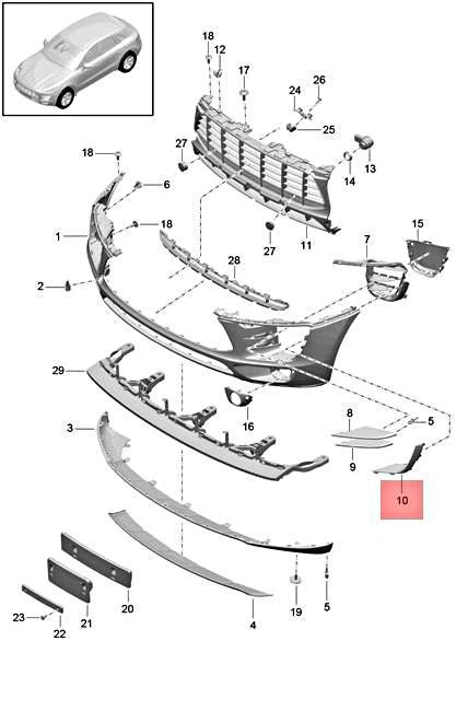 Genuine PORSCHE Macan 95B Trim Left Black 95B8078191E0 | eBay 