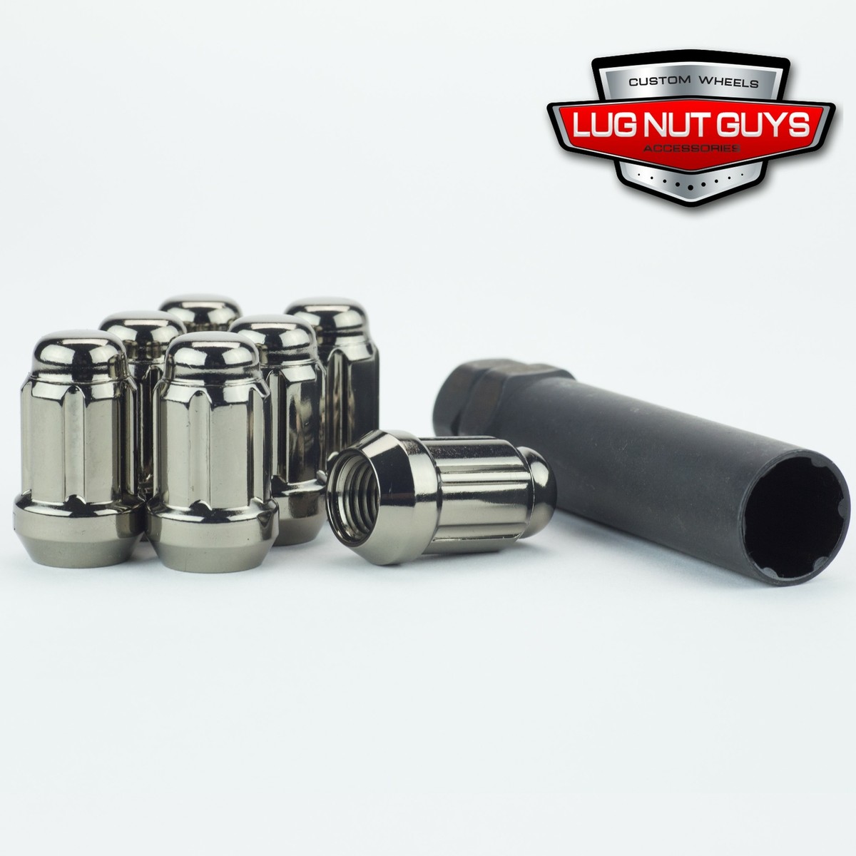 20 Black Tuner Spline Drive Small Diameter Bulge Acorn Lug Nuts 7/16-20 + Key | UK