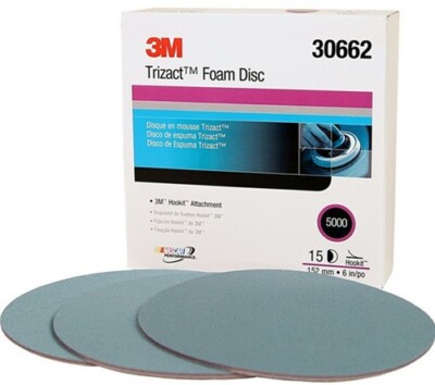 15Pcs/Box For 3M 30662 Trizact Hookit 6 Inch P5000 Grit Foam Disc Automotive